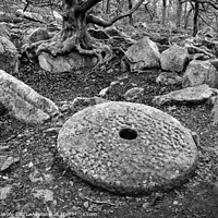 Buy canvas prints of Millstone in Padley Gorge (Mono) by Chris Drabble