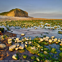 Buy canvas prints of Llantwit Major Beach and Cliffs by Chris Drabble