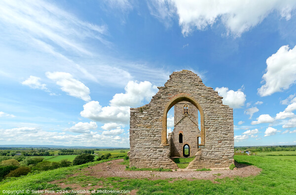 Ruins of St Michaels Church  Burrow Mump Somerset Picture Board by Susie Peek