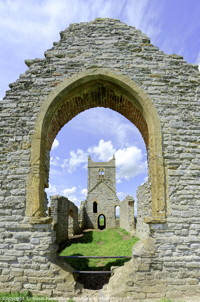 Ruins of St Michaels Church Burrow Mump Somerset Picture Board by Susie Peek