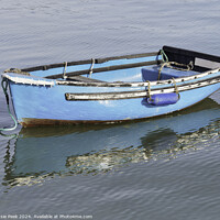 Buy canvas prints of Bright Blue Skiff at the Harbour by Susie Peek
