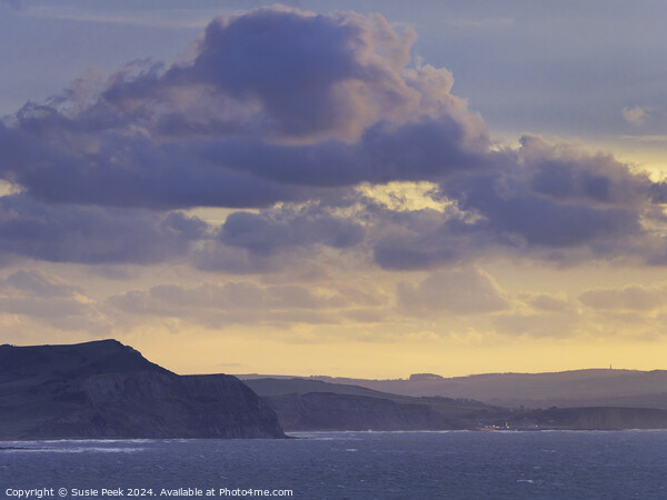Fiery Storm Clouds at Sunrise over the Jurassic Coast Picture Board by Susie Peek