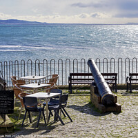 Buy canvas prints of Outdoor Dining with a View over Lyme Bay by Susie Peek