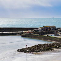 Buy canvas prints of Lyme Regis Harbour Overview at Low Tide by Susie Peek