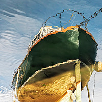 Buy canvas prints of Green Boat Reflections by Susie Peek