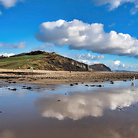 Buy canvas prints of Cloud Reflections at Charmouth - February by Susie Peek