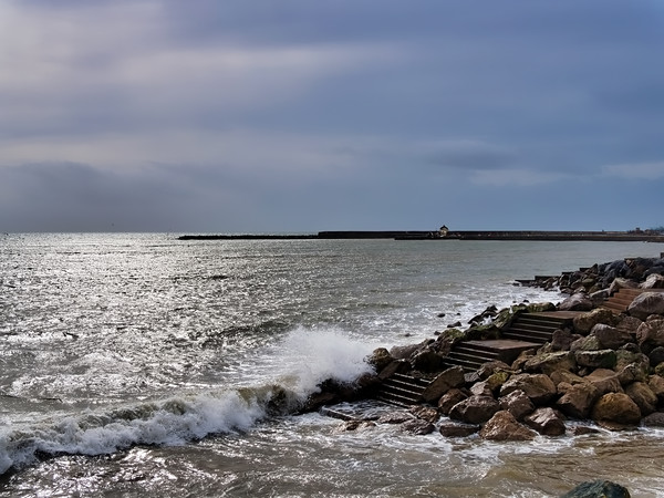 A Stormy View Towards The Harbour - Lyme Regis Picture Board by Susie Peek