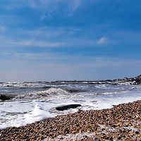 Buy canvas prints of Sea Foam At Church Beach - Lyme Regis by Susie Peek