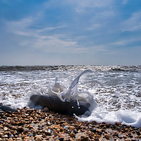 Buy canvas prints of Sea Foam At Church Beach 2 - Lyme Regis by Susie Peek