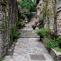 Buy canvas prints of Steps in the medieval town of Dinan by Michael Greaves