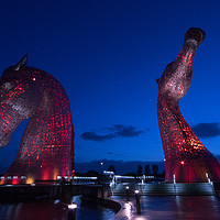 Buy canvas prints of The Kelpies Light show by George Blair