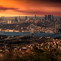 Buy canvas prints of Panorama of european part of Istanbul with Bosphorus. by Sergey Fedoskin