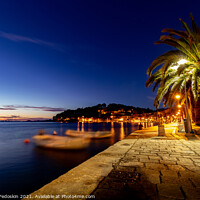 Buy canvas prints of Embankment of Cavtat town at dusk, Dubronick Rivie by Sergey Fedoskin