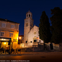 Buy canvas prints of Church of St. Nikola in Cavtat town at dusk, Dubronick Riviera, Croatia. by Sergey Fedoskin