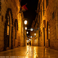 Buy canvas prints of Night streets in magic historic city dubrovnik by Sergey Fedoskin