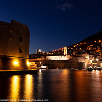 Buy canvas prints of Dubrovnik city old port marina and fortifications seen from Porporela by Sergey Fedoskin