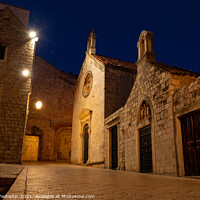 Buy canvas prints of Street in Dubrovnik night view, Dalmatia region of Croatia by Sergey Fedoskin