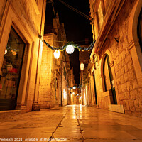 Buy canvas prints of Night streets in magic historic city dubrovnik by Sergey Fedoskin