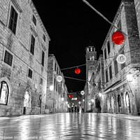 Buy canvas prints of Black and white photo of street in Dubrovnik, Croatia by Sergey Fedoskin