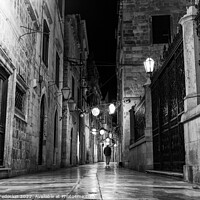 Buy canvas prints of Black and white photo of street in Dubrovnik, Croatia by Sergey Fedoskin