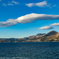 Buy canvas prints of Blue sky over mountains on adriatic coast by Sergey Fedoskin