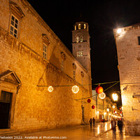 Buy canvas prints of Street in Dubrovnik night view, Dalmatia region of Croatia by Sergey Fedoskin