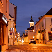 Buy canvas prints of Street in center of Ceske Budejovice at night, Czechia by Sergey Fedoskin