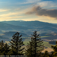 Buy canvas prints of Evening landscape in South Czechia. View from Kluk mount. Early spring. by Sergey Fedoskin