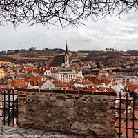 Buy canvas prints of Cesky Krumlov cityscape with castle and old town, Czechia by Sergey Fedoskin