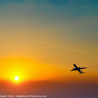 Buy canvas prints of Passenger plane in the beautiful sky - Air travel by Sergey Fedoskin