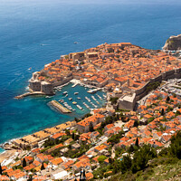 Buy canvas prints of Aerial view of Dubrovnik, a city in southern Croatia fronting the Adriatic Sea. by Sergey Fedoskin