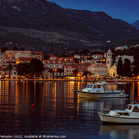 Buy canvas prints of Embankment of Cavtat town at dusk, Dubronick Riviera, Croatia. by Sergey Fedoskin