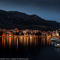 Buy canvas prints of Embankment of Cavtat town after sunset, Dubrovnik Riviera, Croatia. by Sergey Fedoskin