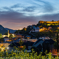 Buy canvas prints of Evening over Jajce city. Bosnia and Hercegovina. by Sergey Fedoskin