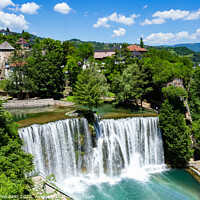 Buy canvas prints of Jajce town in Bosnia and Herzegovina, famous for the beautiful waterfall on the Pliva river by Sergey Fedoskin
