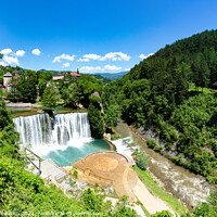 Buy canvas prints of Jajce town in Bosnia and Herzegovina, famous for the beautiful waterfall on the Pliva river by Sergey Fedoskin