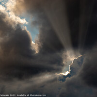 Buy canvas prints of Dramatic storm clouds with sun rays. by Sergey Fedoskin