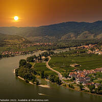 Buy canvas prints of Wachau valley with Danube river and vineyards. Lower Austria. by Sergey Fedoskin