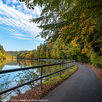 Buy canvas prints of Road along the Vltava river in the autumn season. by Sergey Fedoskin