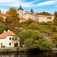 Buy canvas prints of Small town and medieval castle Rozmberk nad Vltavou, Czech Republic. by Sergey Fedoskin