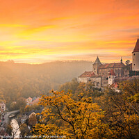Buy canvas prints of Krivoklat castle at sunset. Autumn evening. Czech Republic. by Sergey Fedoskin