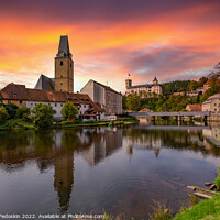 Buy canvas prints of Small town and medieval castle Rozmberk nad Vltavou, Czech Republic. by Sergey Fedoskin