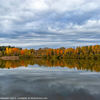 Buy canvas prints of Lake between fields and forests. Late fall. Europe. by Sergey Fedoskin