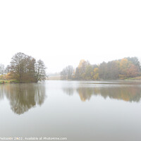 Buy canvas prints of Foggy morning on the lake. Autumn landscape. by Sergey Fedoskin