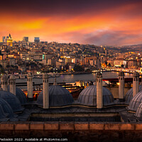 Buy canvas prints of View to the Bosporus from Suleymaniye Mosque. Night over Istanbul. by Sergey Fedoskin