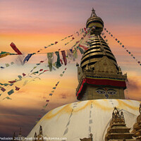Buy canvas prints of Swayambhunath Stupa in the Kathmandu valley of Nepal. by Sergey Fedoskin