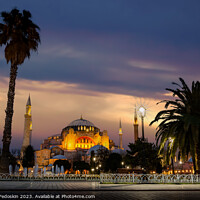 Buy canvas prints of Hagia Sophia in Istanbul, sunset time. Turkey. by Sergey Fedoskin