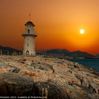 Buy canvas prints of Lighthouse at sunset. by Sergey Fedoskin