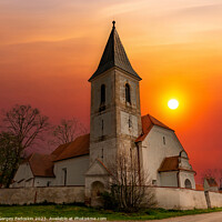 Buy canvas prints of Rural church at sunset. by Sergey Fedoskin