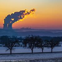 Buy canvas prints of A cold winter evening over Temelin power plant. by Sergey Fedoskin